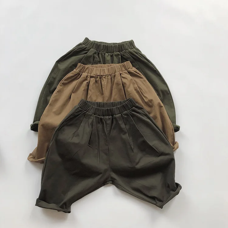 Autumn Toddler Boys Pants Cotton Solid Ruched Loose Stretch Versatile Kids Boys Pants Casual Long Children Boys Trousers