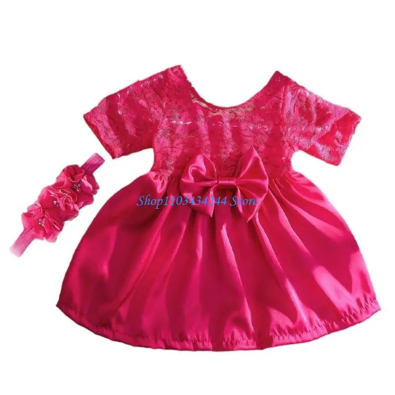 

Infant Lace Dress Hairband Photo Costume Photoshooting Props Newborn Shower Gift Infant Photo Outfit