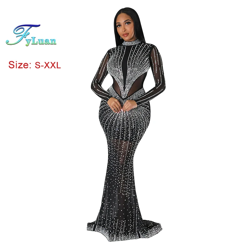 ใหม่Elegant Bodyconสําหรับผู้หญิงชุดสบายตัดเอวชุดกระโปรงแขนยาวเซ็กซี่อย่างเป็นทางการชุดราตรีเสื้อผ้า