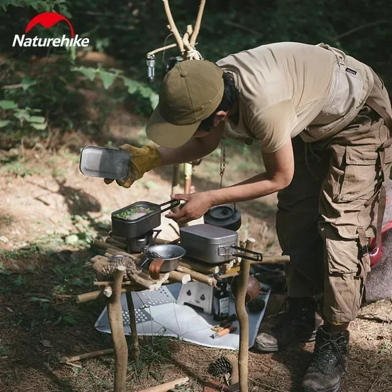 Naturehike 0,8 л/1,2 л уличный титановый ланч-бокс для кемпинга, пикника, нагреваемая квадратная коробка для бенто 212 г, сверхлегкая портативная чаша для путешествий