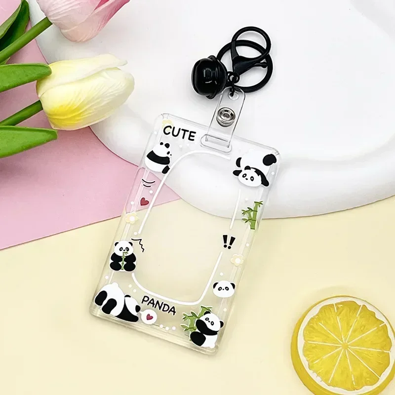 Kawaii Cartoon Card Holders Transparent Acrylic Cartoon Pig Bear Frog Card Holders Student Bus Card Holder