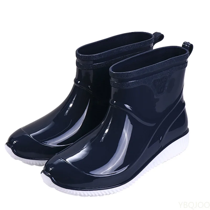 Sapatos de água homens tornozelo botas de chuva pvc rainboots para homens 2022 cor sólida moda botas de pesca tornozelo