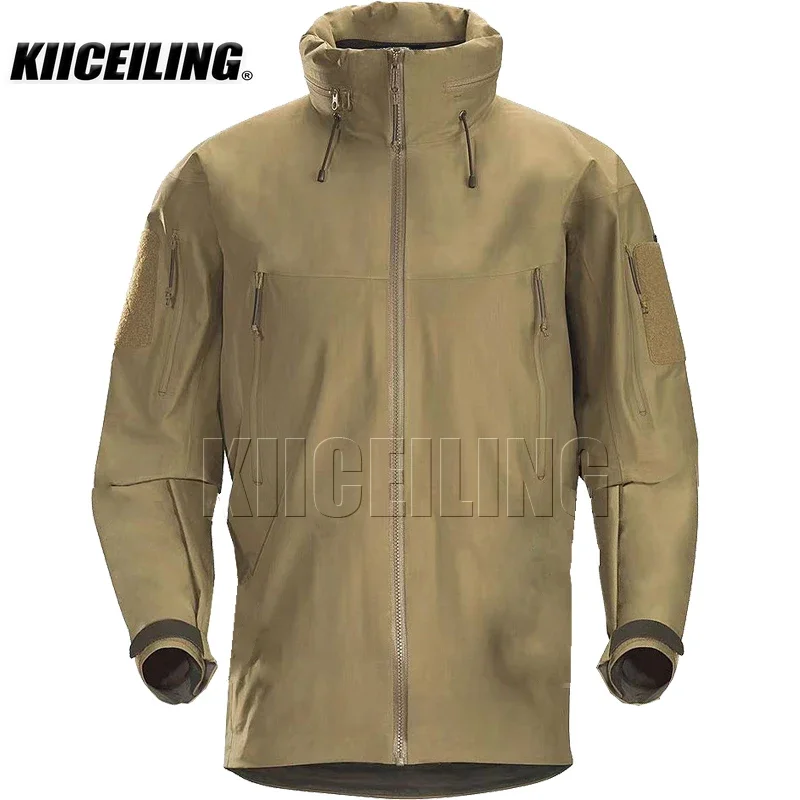 KIICEILING Summer Hardshell Multicam Hiking Tactical Jacket for Men Rain Coat Camouflage Waterproof Windproof Windbreaker