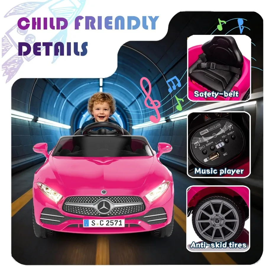 ライセンス取得済みのCLS 350 12V電動乗用玩具、幼児向け、親御さん用コントロール付き、スプリングサスペンション搭載、女の子向けパワーホイール