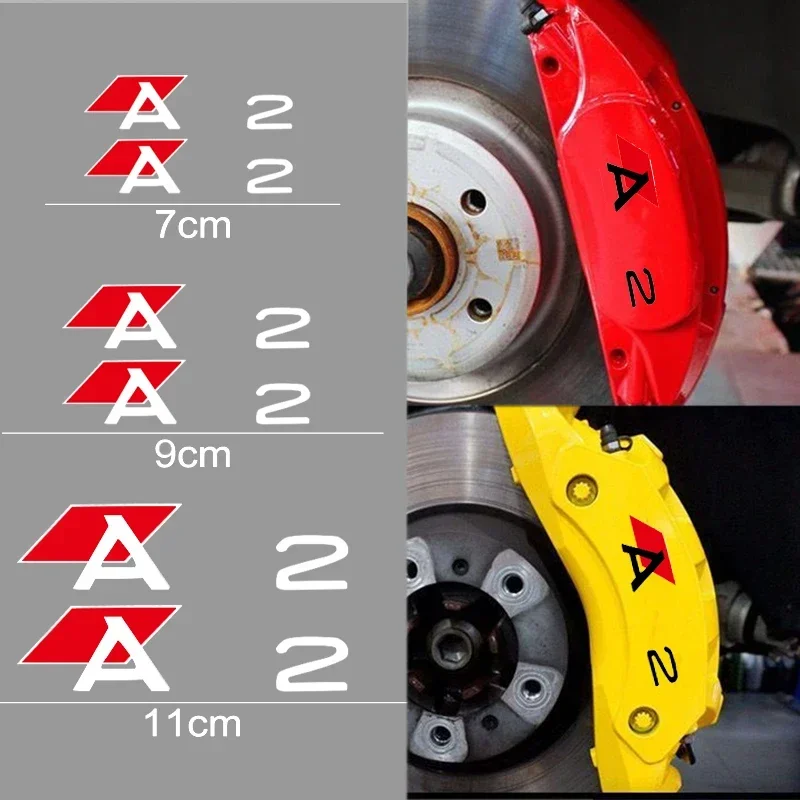 Car Tire Brake Caliper Stickers for Audi A2 Badge Lettering Vehicle Vinyl Decals Accessories Brake Disc Tape Film Personalized