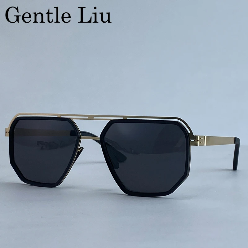 

Polarized Oversized Square Sunglasses Men 2025 Luxury Brand Polygon Double Beam Sun Glasses For Male Steampunk Driving Eyewear