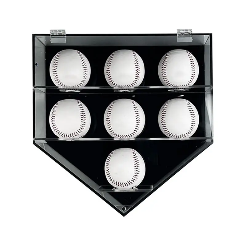 Baseball Display Shelf 7-Hole Acrylic Wall Mount Baseball Storage Frame Dustproof Tennis Ball Display Holder For Living Room