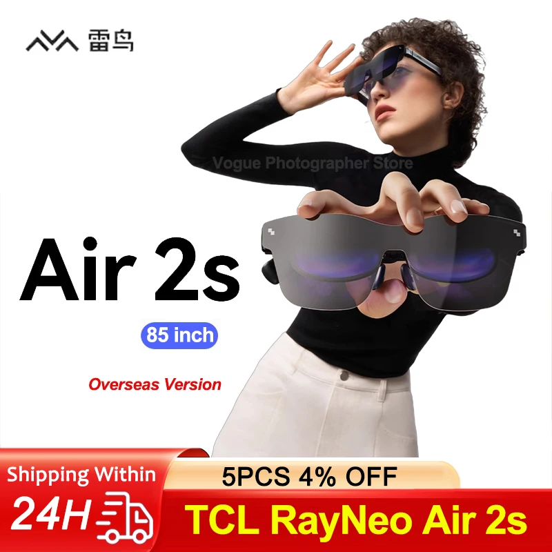 

TCL Rayneo Air 2s Smart AR Glasses 85 inch Micro OLED Screen Viewing Glasses 120Hz High Brush Rate 1080P 3D HD Private Cinema