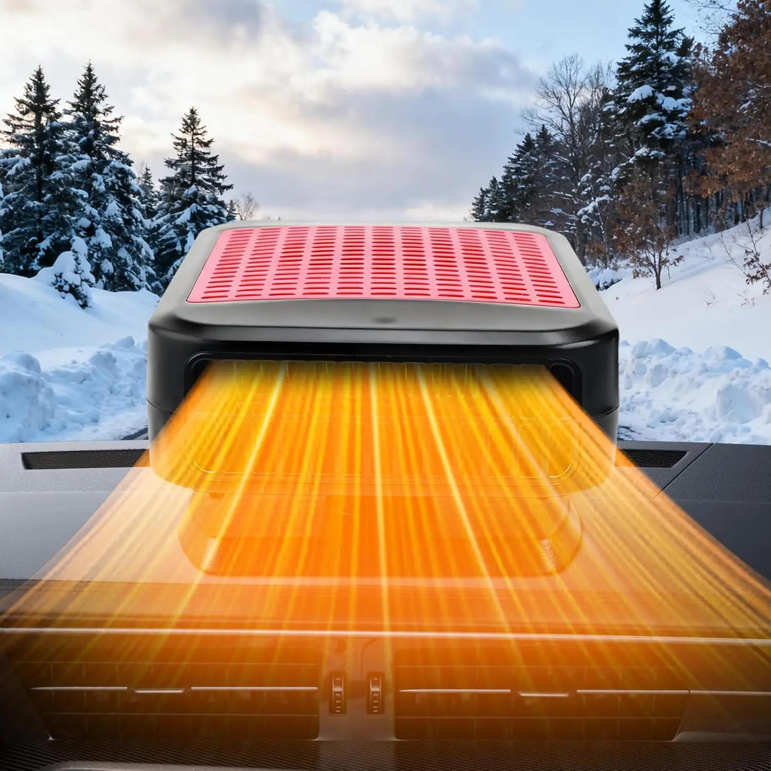 

Портативный автомобильный обогреватель 12 В, 200 Вт, размораживатель быстрого нагрева для автомобиля, внедорожника, грузовика (красный, черный)