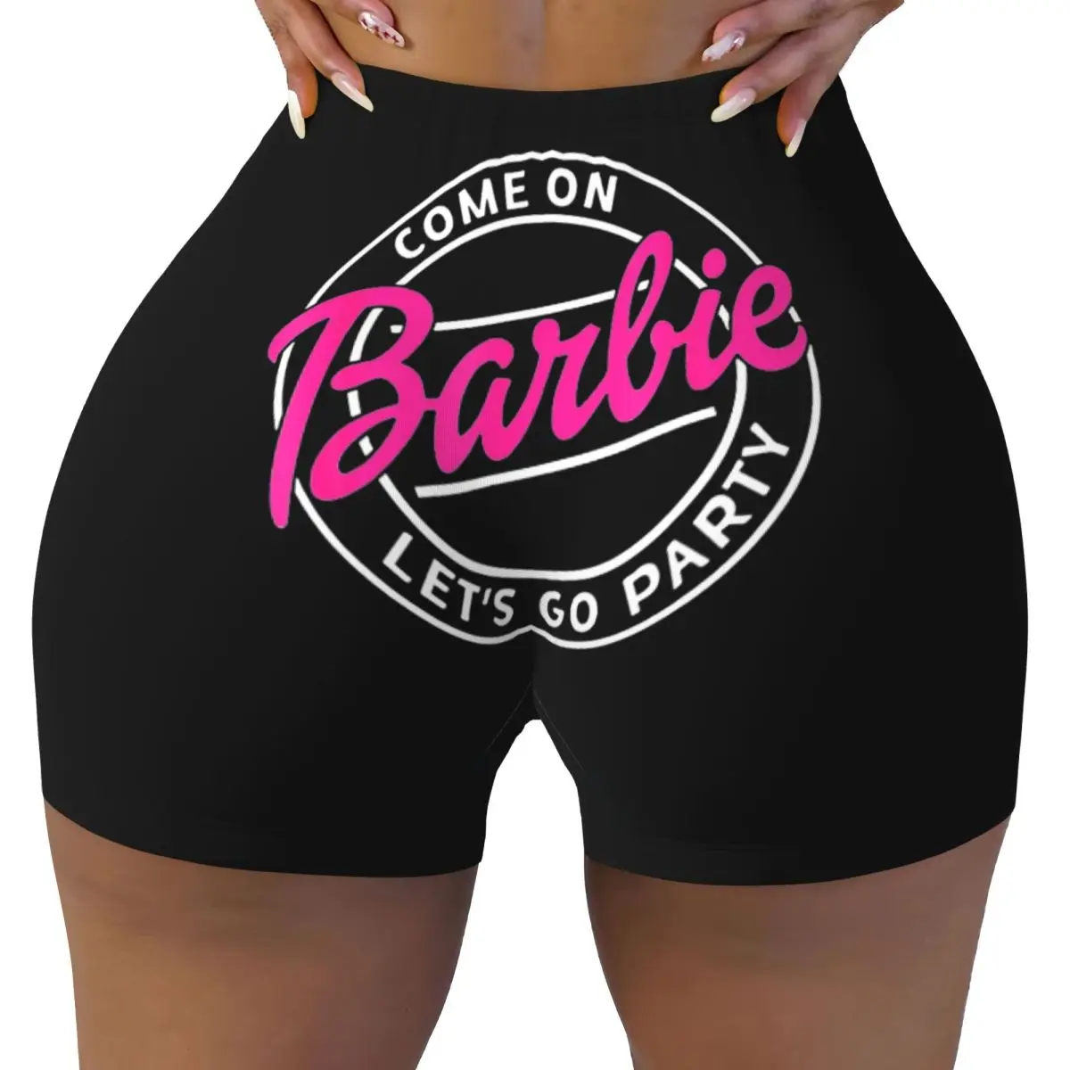 Damskie spodenki do biegania na siłownię do jogi Różowe spodenki Barbi Let's Go Party Barbie Butt Fitness Wear