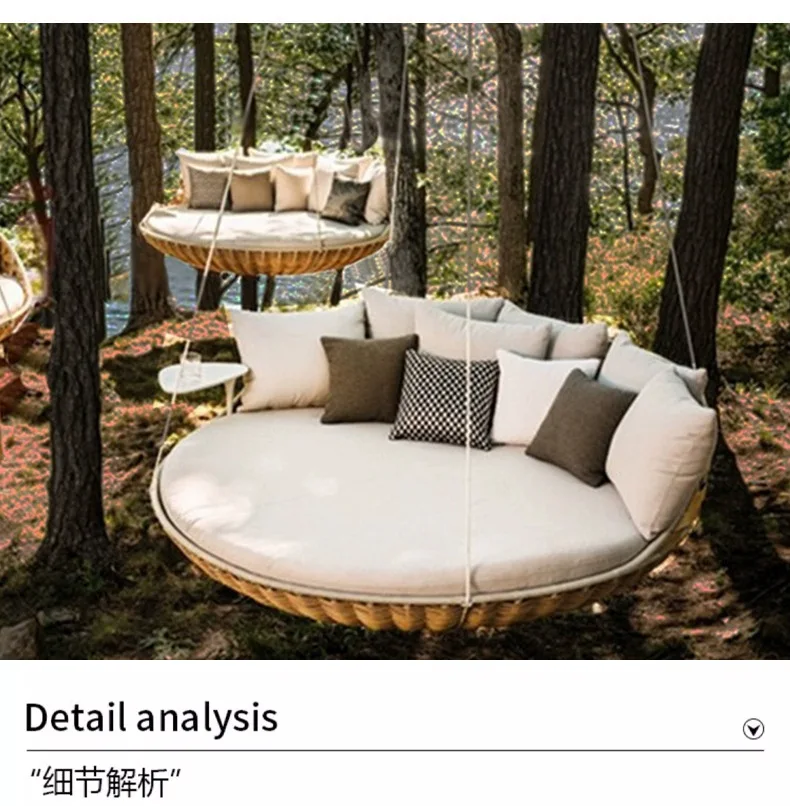 سرير فيلا خارجي قابل للتخصيص، فناء حديقة، كرسي من الخيزران، سرير فندقي وإفطار، سرير أريكة خارجي، سرير شمسي ترفيهي #2