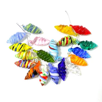 맞춤형 미니 소라 모양 유리 공예 펜던트, 수족관 장식, 바다 달팽이 장식, 패션 소녀 쥬얼리 제작 액세서리, 5 개 