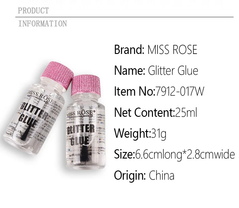 MISS ROSE Face & Body Fix Gel Loose Eyeshadow Primer Glue Makeup Glitter Eye Shadow Powder Quick Drying Base Glue io 0.85oz/25ml