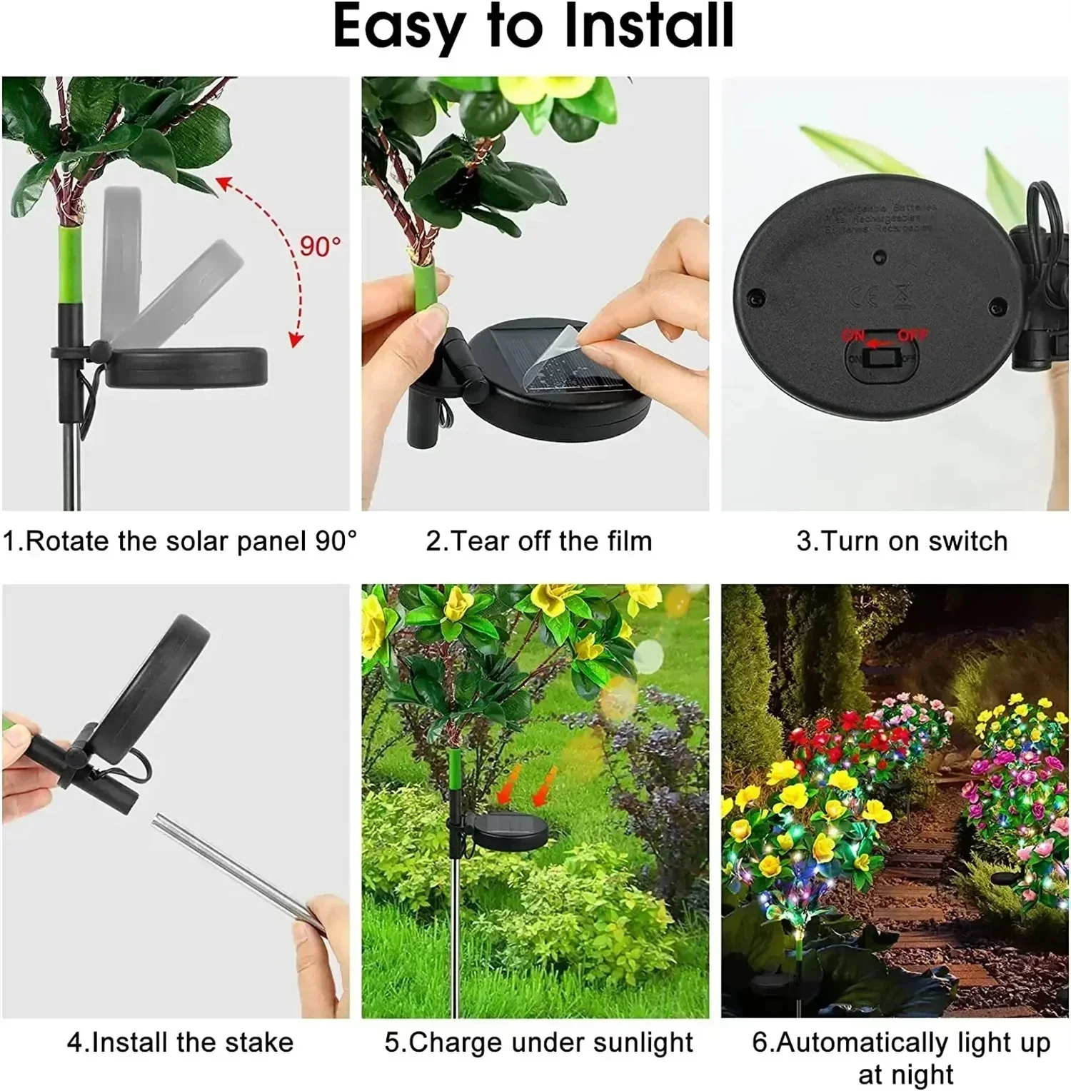 LED Solar Light Waterproof Azalea Solar Flowers Lamp Outdoor Decorative for Garden Yard Lawn Path Lighting Holiday Wedding Decor image 4