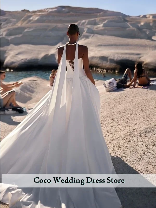 Vestido De Novia encantador personalizado con cordones, Apliques De encaje, cuello barco, sin mangas, con tirantes, largo hasta el suelo, Vestidos De Novia