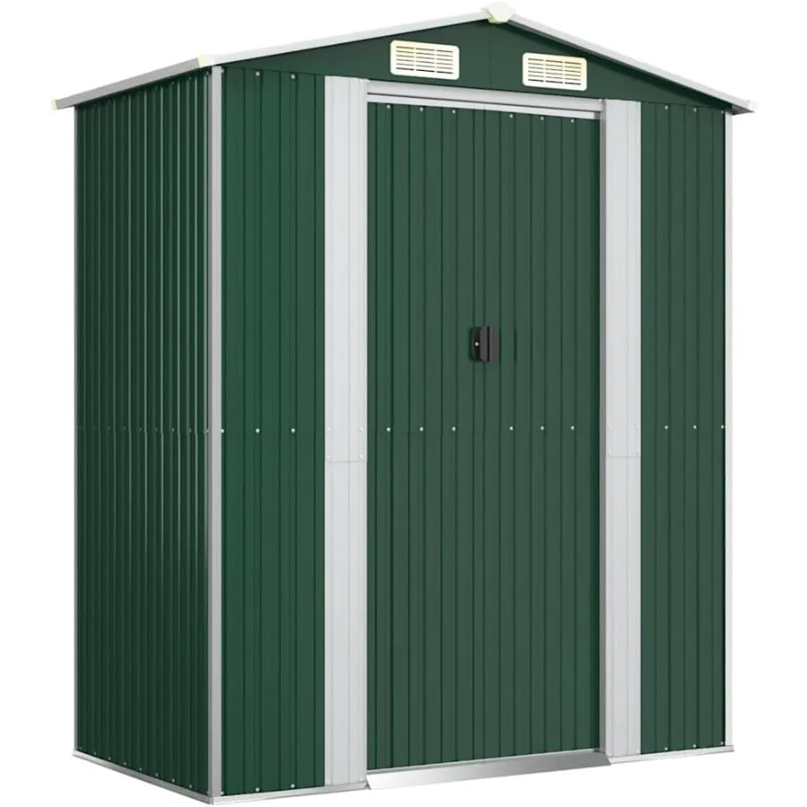 

Садовый сарай из оцинкованной стали — прочное хранение на открытом воздухе для садовых инструментов и оборудования — легкодоступные ворота зеленого цвета 75,6x42,5x87.