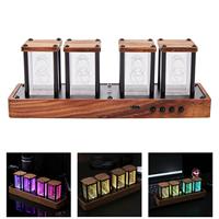 RGB Colorful Nixie Tube Clock LED Desk Clock Modern USB Powered Glow Tube Gift Color Changing Digital Alarm Clock Bedroom Decor