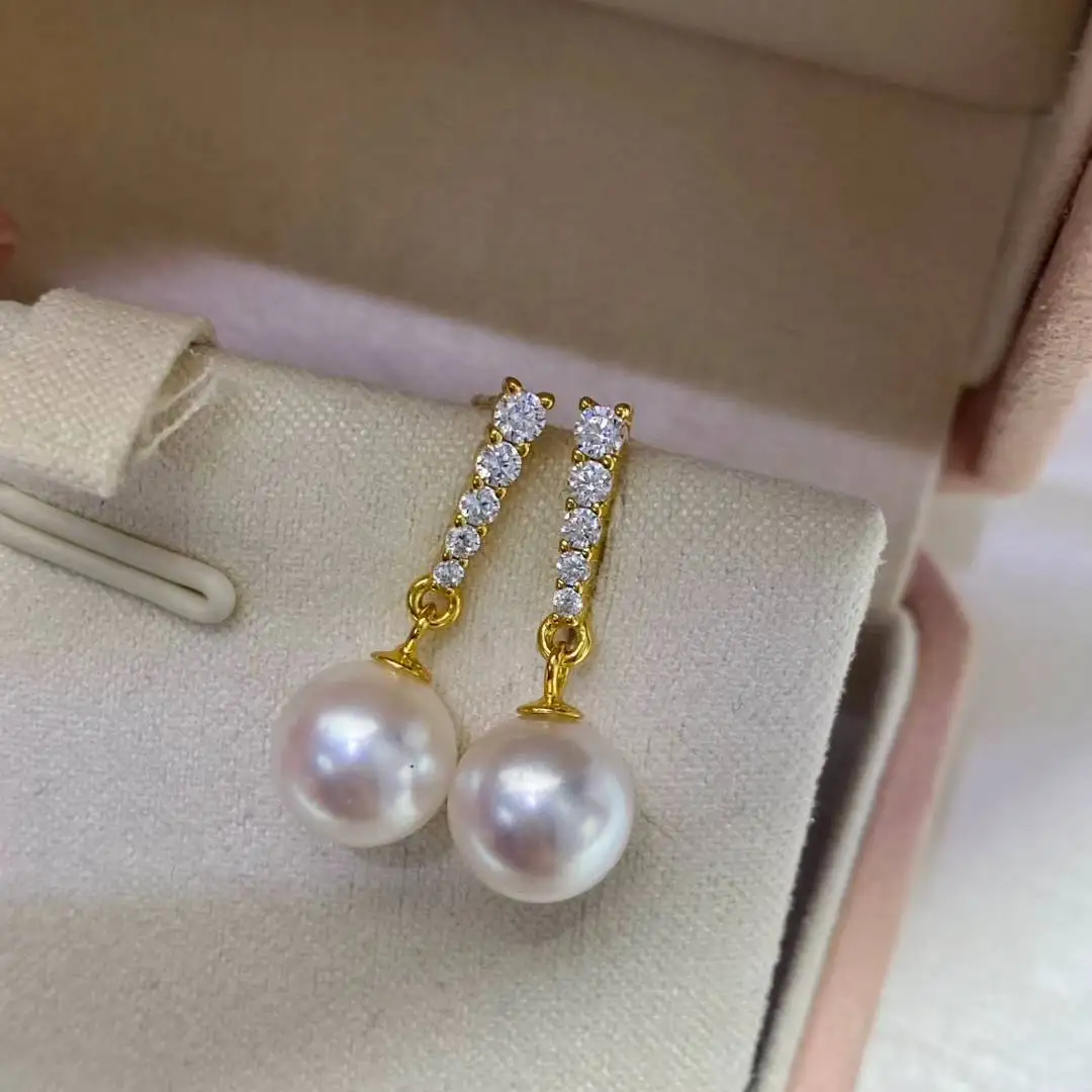 

Оптовая продажа, серьги из стерлингового серебра 925 пробы, фурнитура для крепления, базовые монтажные детали, аксессуар для жемчуга 8-10 мм, 5 пар/лот