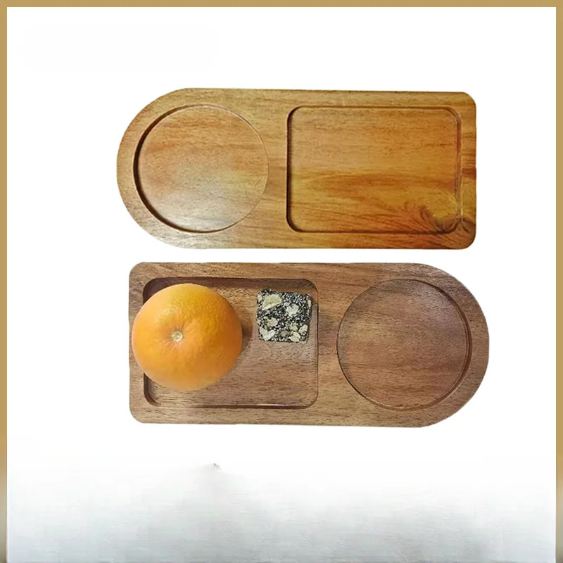 

Acacia Wooden Tea Tray Oval Fruit Tray Household Water Cup Tea Cup Tray Storage Meal Tray Bread Barbecue Tray