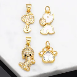 OCESRIO Mini Cute Beagle Pendant for Necklace Copper Gold Plated Puppy Palm Amulet Jewelry Making Supplies Wholesale pdtb072