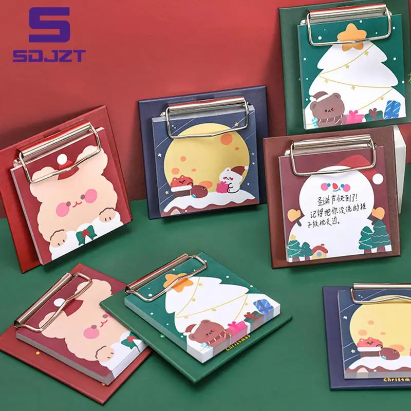 Christmas Rabbit Snowman Cute Cartoon Clip Memo Pad Non-adhesive Animals Musical Paper Notes Writiing Pads For Girls Gift School