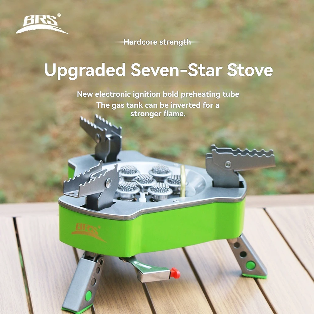 

BRS-71A-1 Powerful Stove Seven Burner Outdoor Portable Furnace 10500W High Power Butane Stove for Hiking Cooking Picnic BBQ