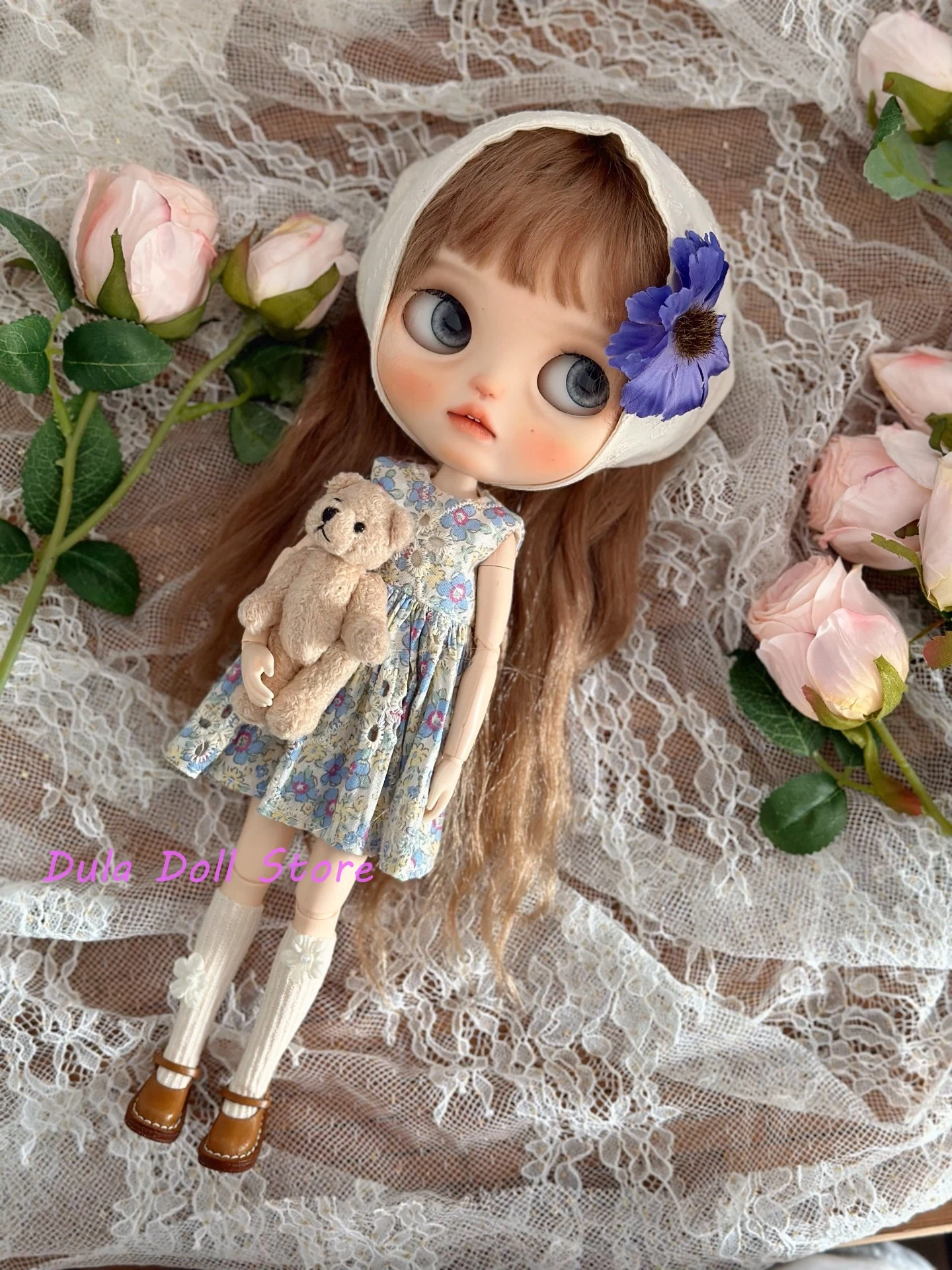 

Dula Doll Clothes Dress Purple floral dress set Blythe ob24 ob22 Azone Licca ICY JerryB 1/6 Bjd Doll Accessories