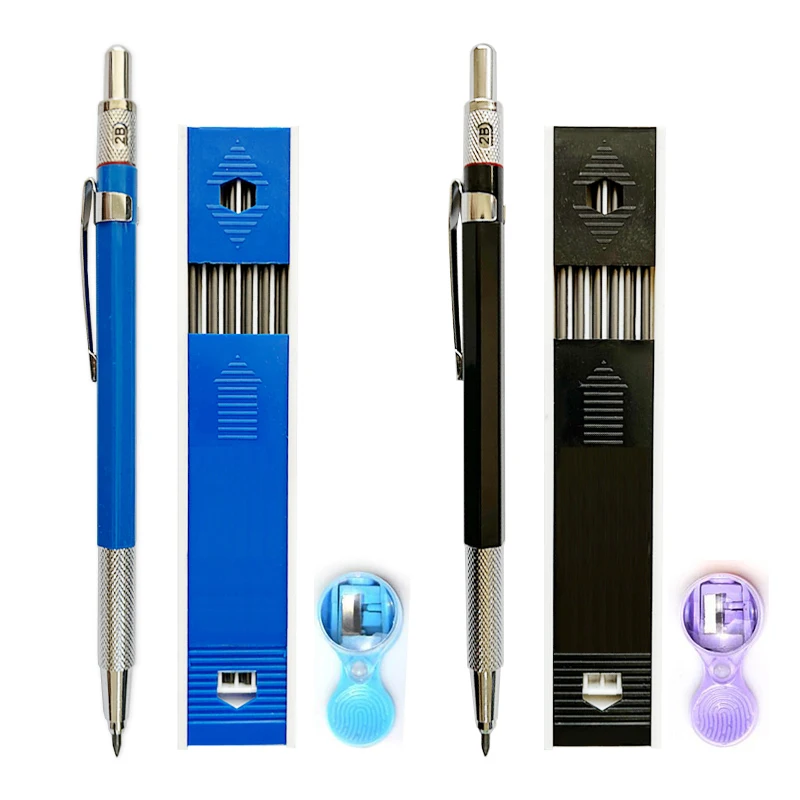 

2.0mm Mechanical Pencil Set 2B Automatic Pencils with Black Lead Refills for Art Sketch Draft Drawing Writing Crafting Supplies