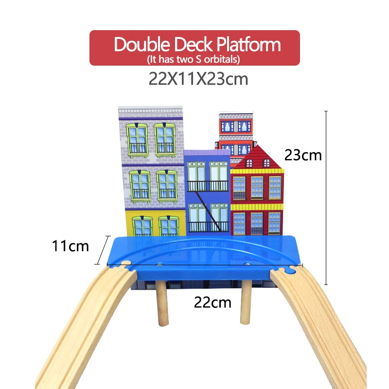 

Train Double Deck Platform Small Train Track Accessories Boy's Gift Train Transport Track Toy Compatible With Wooden S7