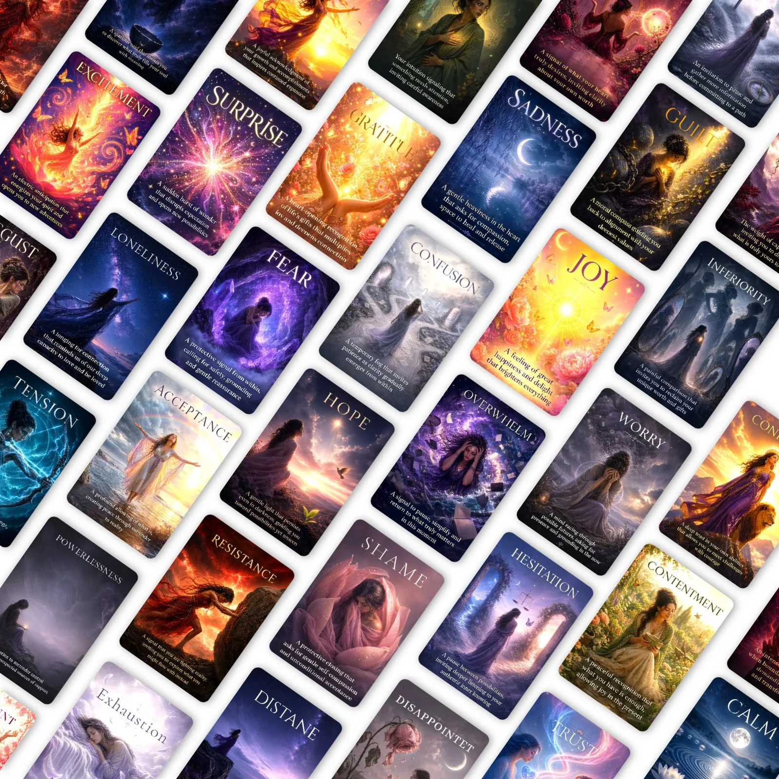 36 Stück magische Sternenhimmel-Orakelkarten, Fantasy-Frauenillustrationen, emotionale Anleitung, Linderung negativer Stimmung, Karten zur geistigen Heilung – Detail 9