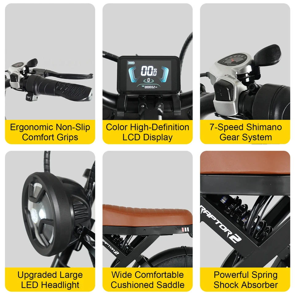 3000W Electric Bike Adults 40MPH Top Speed 52V 31.5AH Large Capacity Battery Up to 85 Miles Range 20 Inch Fat Tire Off Road Mountain Electric Bicycle Outdoor Commute Ebike image 9