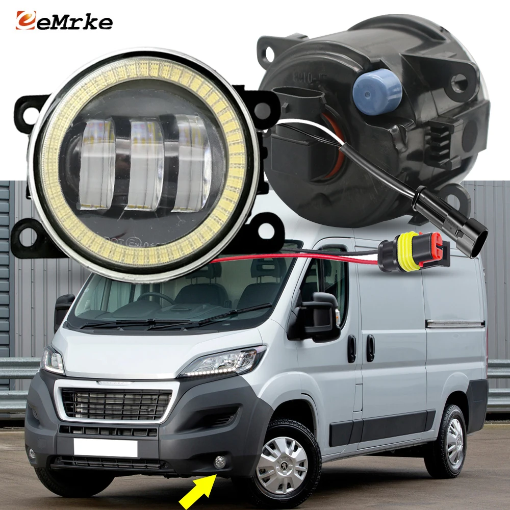OEM Style Halogen LED Fog Lights For Peugeot Manager Mexico Boxer 2014 2015 2016-2023 2024 2025 Fog Lamp With Lens Angel Eye DRL