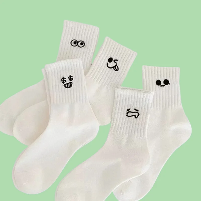 Calcetines de tubo medio transpirables para hombre y mujer, medias deportivas de dibujos animados para exteriores, estilo primavera y otoño, 5/10 pares