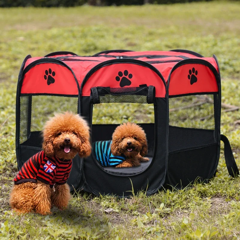 Folding Pet Tent Dog House Camping Accessories Pet Cage Octagonal Cage Fence Outdoor Playpen Puppy Shelter