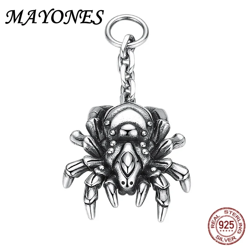 

New S925 Pure Silver Personalized Spider Pendant For MenThai Silver Retro Trendy Punk Style Jewelry