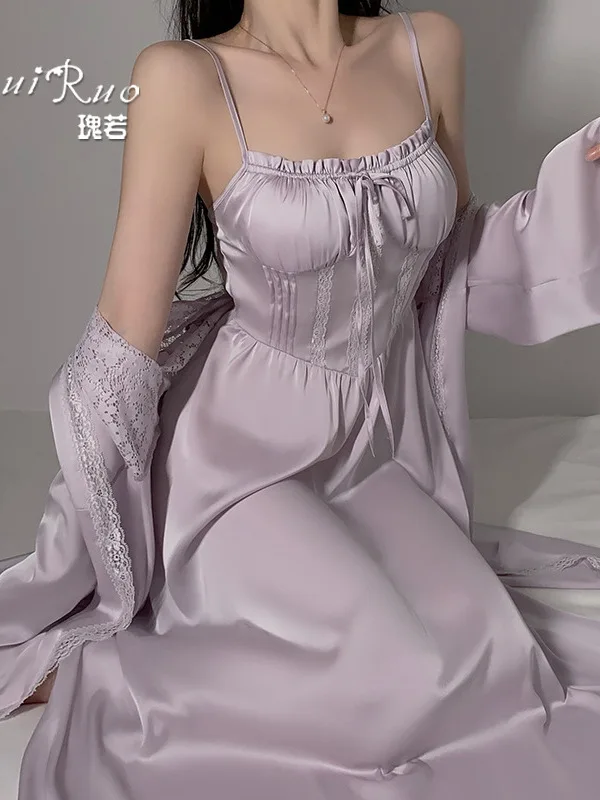 Summer fashion women's clothing long British style lace pattern tie up 2024 new silk patchwork long sleeved elegant dress R4L4