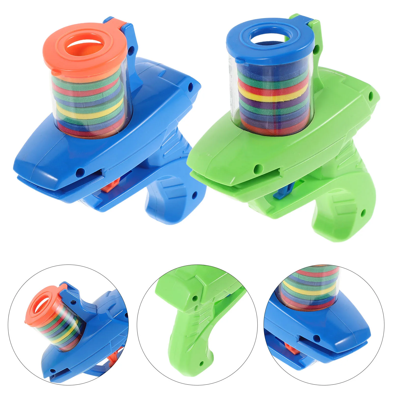 

2Sets Foam Disc Launcher Safe Plastic and Soft Foam Material for Kids Outdoor Backyard Games Hand Eye Coordination Skill