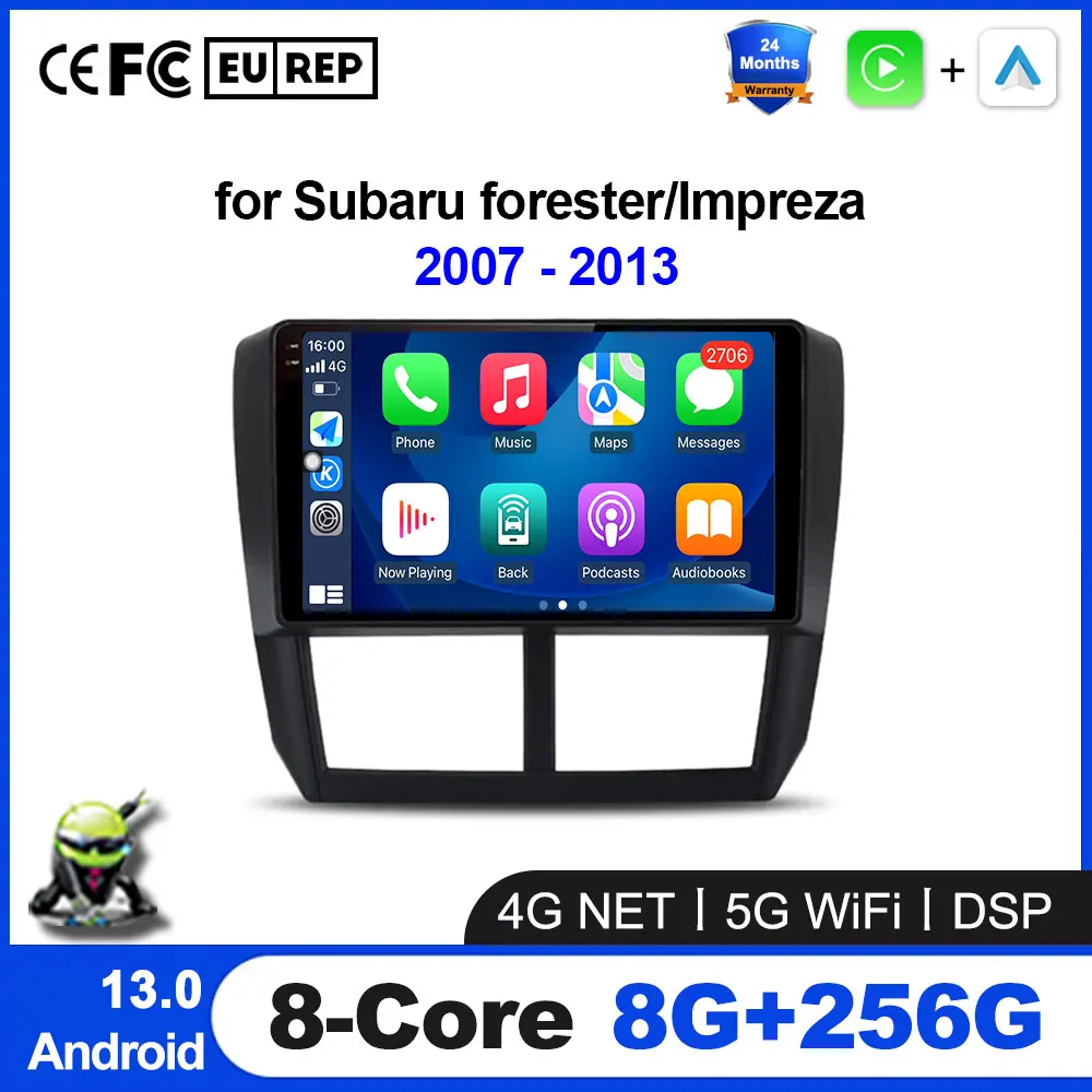 

Wireless CarPlay Android 13 Auto Radio for Subaru forester 3 SH Impreza 200 2007 - 2013 4G Car Multimedia GPS Video Display ips