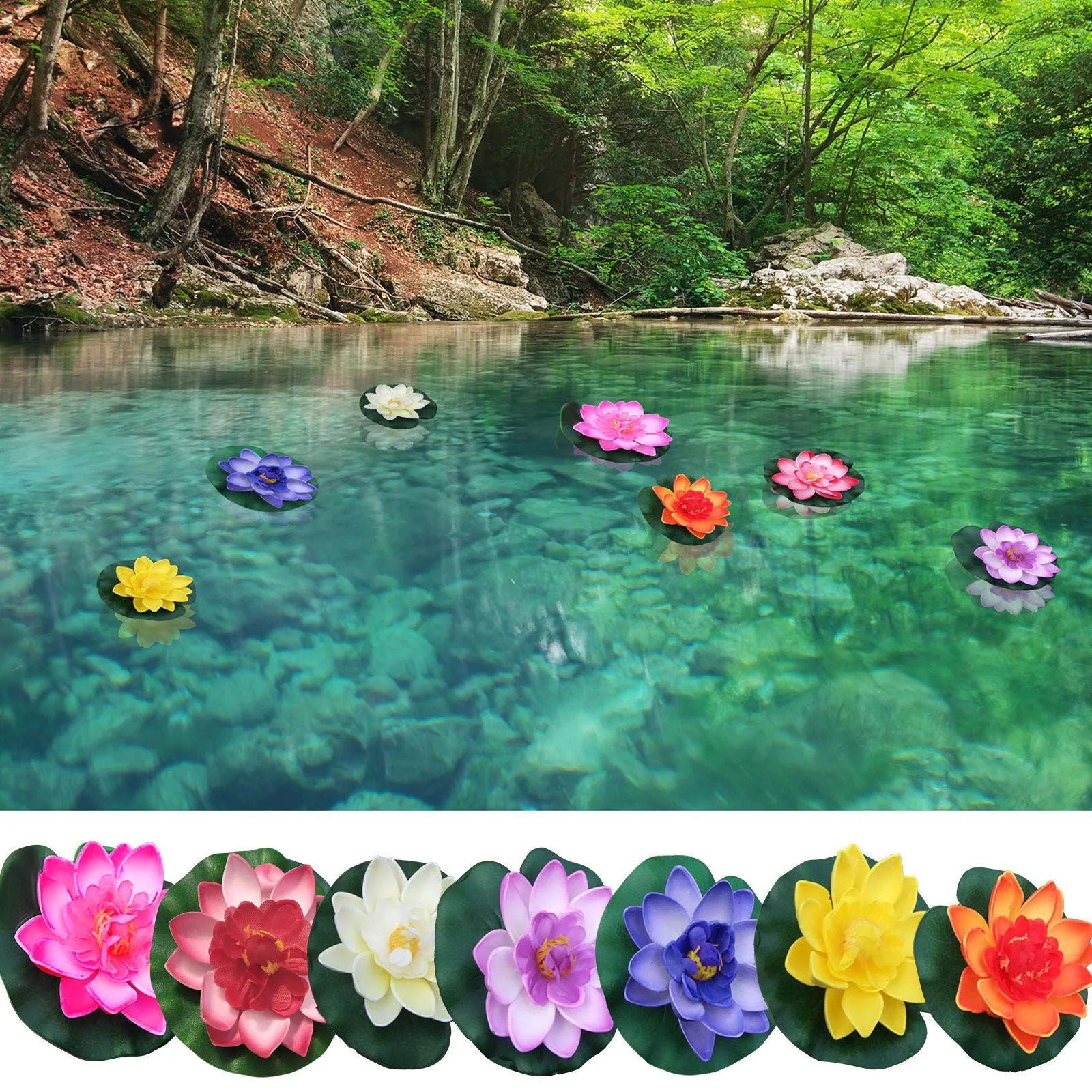 Artificial Lotus Flowers EVA Foam Floating Design Realistic Vibrant And Elegant Decorations for Ponds And Garden Water Features