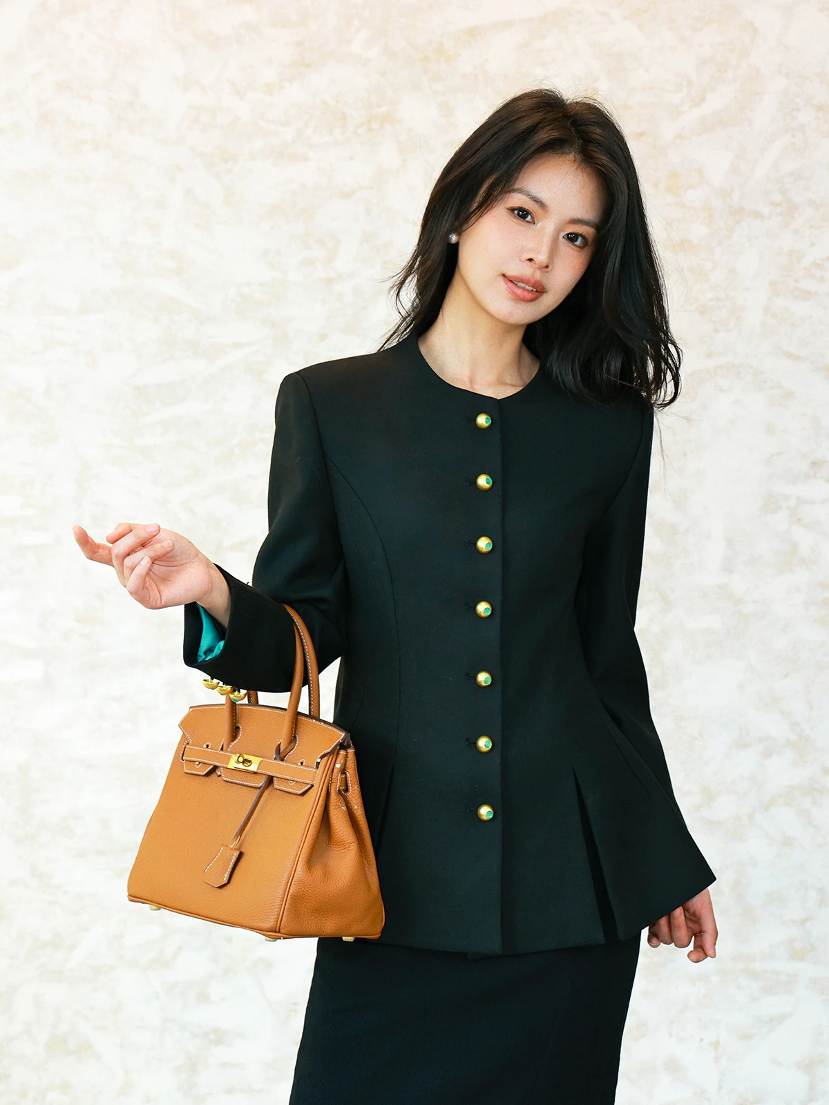 

Женский шерстяной пиджак FuwerStudio Bla с одной пуговицей, приталенный, с круглым вырезом, осенняя верхняя одежда