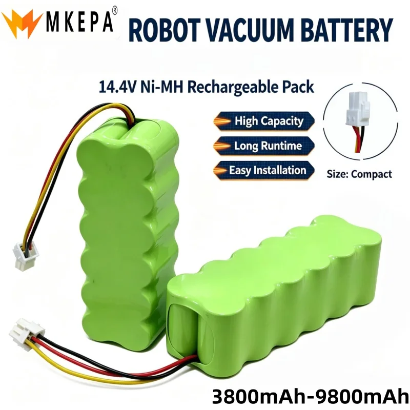 Rechargeable NI‑MH Robot Replacement Battery 14.4V 3800‑9800mAh Works for Butterfly VCR‑Series & SR‑Series Vacuum Cleaner