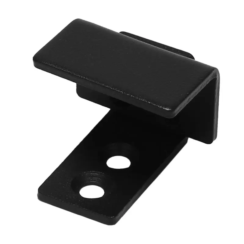 HRBAJ-3Pcs Simple Design Wall Mounted Sliding Barn Door Bottom Floor Guide With Adjustable Bracket Black