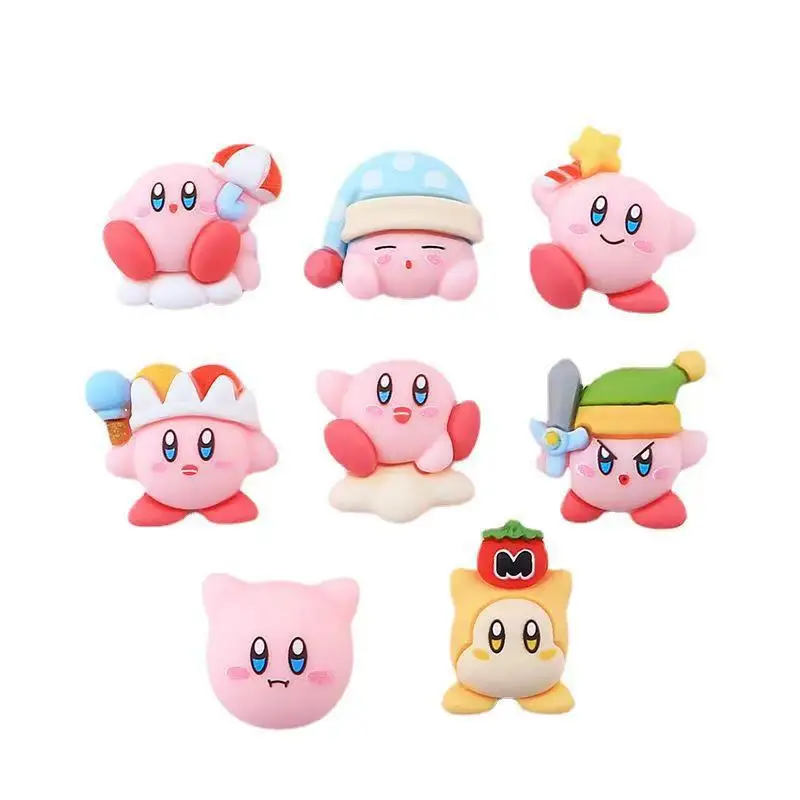 8Pcs/Set Cartoon Cute Anime Figure Mini Star Kirby Ear Studs Hairpin Nail Decoration Water Cup Case Resin DIY Accessories image 6