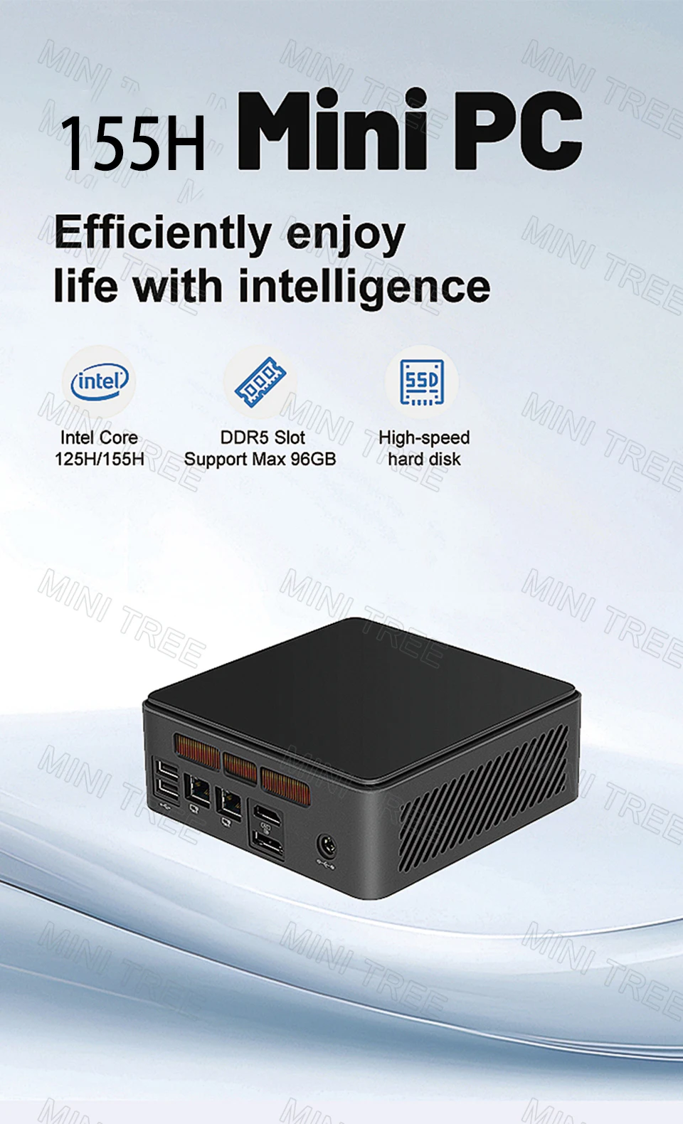 كمبيوتر صغير AI Intel Ultra9 185H 16Cores Ultra7 155H 2DDR5 M.2 NVMe SSD Dual LAN Windows 11 HD2.0 DP1.4 Thunderbolt4 Wifi6 Game ARC #2