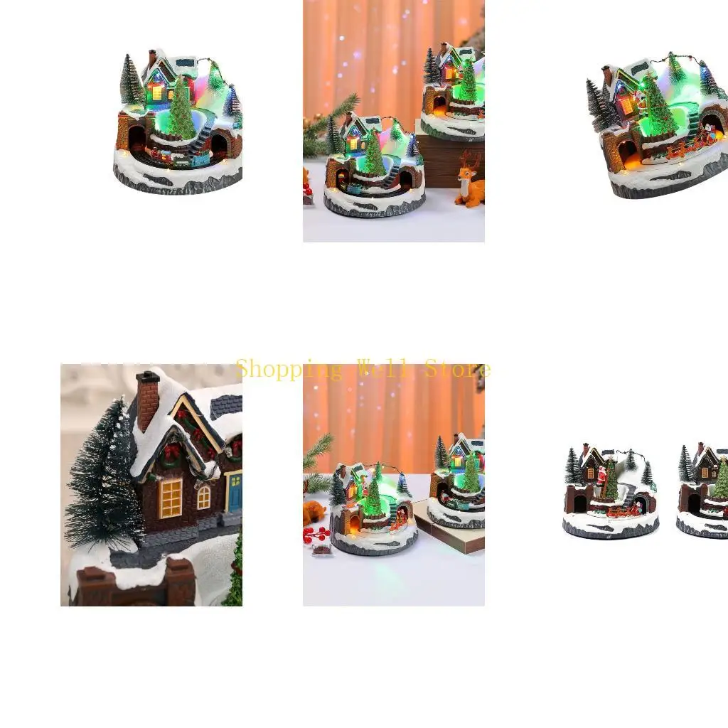 KX4B Animated Musical Christmas Gingerbreads Village with Rotating Santa,Home Decors