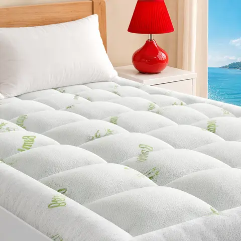 JHK Waterproof Mattress Topper Viscose from Bamboo Extra Thick Mattress Pad Back Pain Cooling Deep Pocket 8-16 Inch