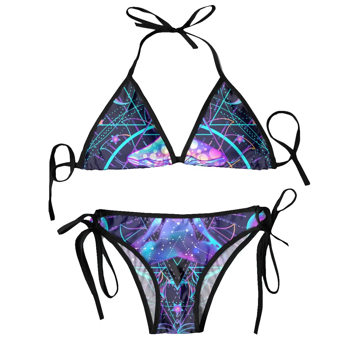 2024 Swimsuit Esoteric Art Mushrooms Geometry Mujer Women Swimwear Summer Beachwear Bathing Bikinis Sets