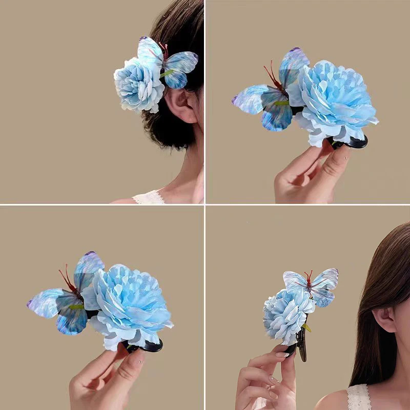 

Korean Fashion Spring Summer Blue Big Flower Shape Hair Clips Women Girls Party Wedding Hair Accessories pinzas para el cabello