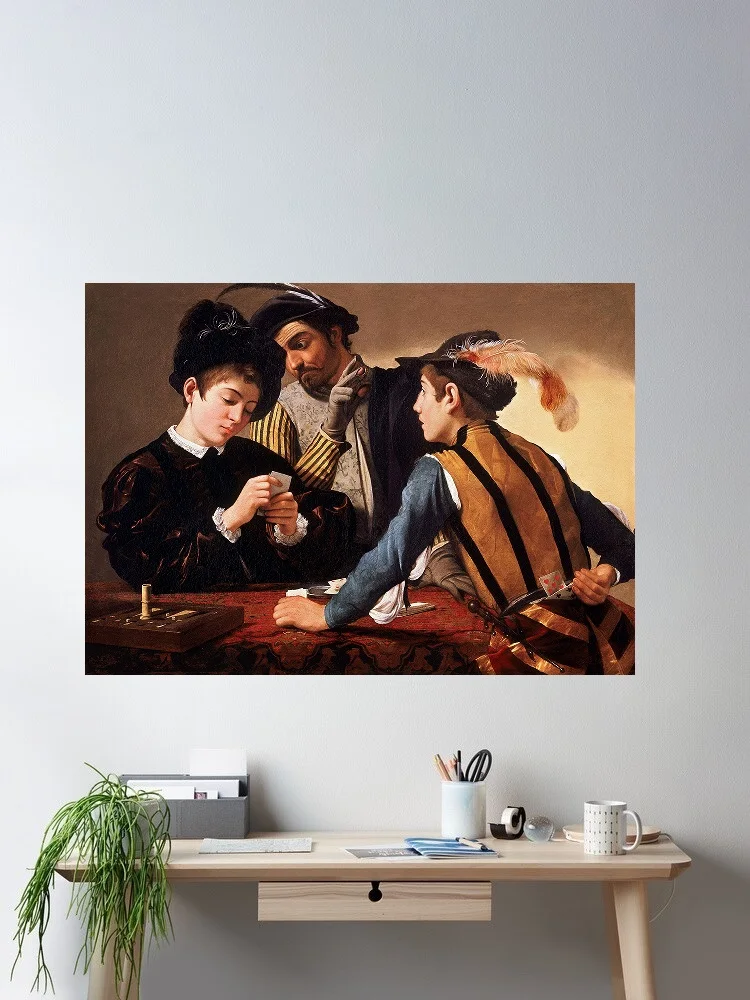 Cardsharps-Caravaggio Painting, Art Print Canvas Poster, Living Room Decor, Home Wall Picture