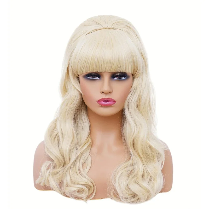 

Long Wavy 80S Costume Wig with Bangs - Blonde Bouffant Beehive Hair for Women